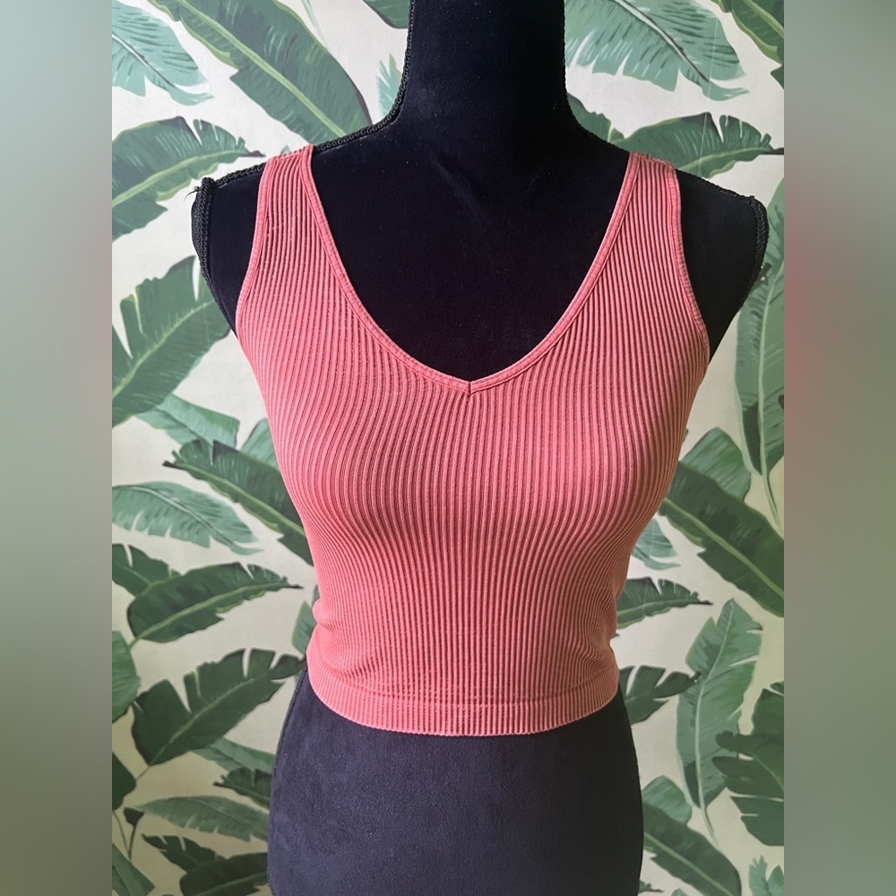 Nikibiki Womens Dark Orange Seamless ribbed tank top S/M - Picture 2 of 6